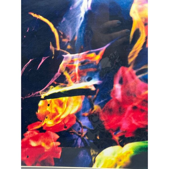 Abstract Framed Art Print By Signed Artist Bruton Colorful Fiery Design 28X20" - Picture 3 of 11